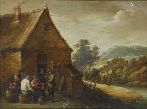 AFTER DAVID TENIERS 19 th century - Villagers before a