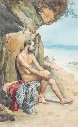 MANUEL GARCÍA HISPALETO - Naked man before a landscape