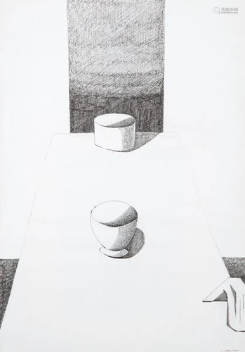 CRISTINO DE VERA - Table with bowl, cup and cloth