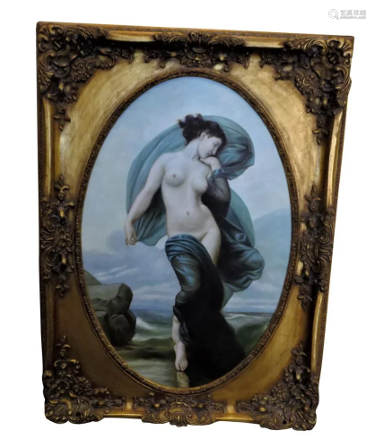 NUDE WOMAN ON CANVAS, GILDED FRAME