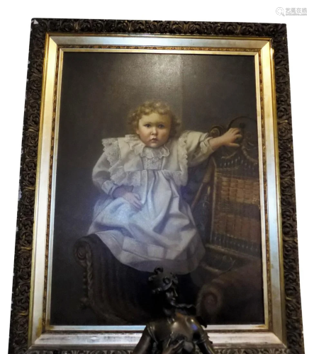 ANTIQUE OIL ON CANVAS PORTRAIT BY WILLIAM HENRY
