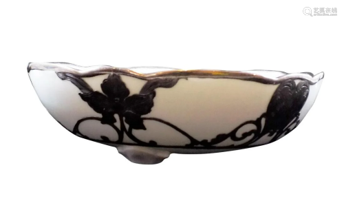 FRENCH PORCELAIN BOWL WITH SILVER