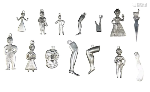 ANTIQUE SOLID SILVER MEXICAN MILAGROS CHARMS