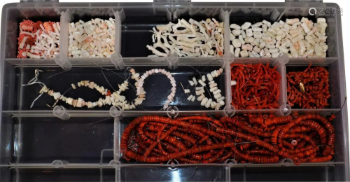 LOT OF MEDITERRANEAN AND ANGEL SKIN CORAL BEADS