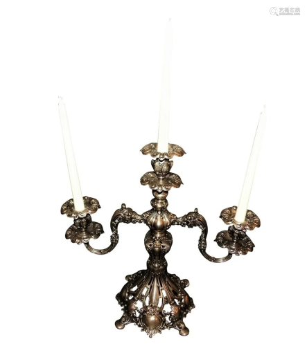 VINTAGE REED AND BARTON 3-LIGHT CANDELABRA (PAIR).