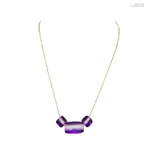 GREEK ROMAN AMETHYST BEAD AND GOLD NECKLACE