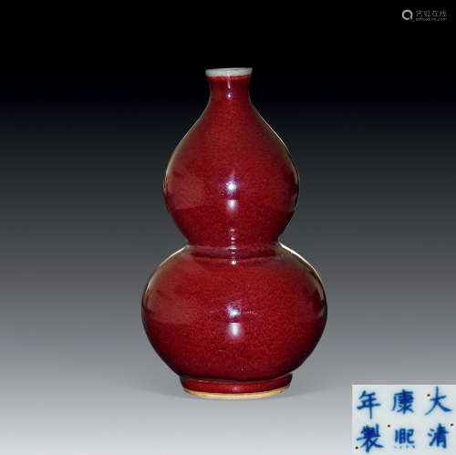 清早期 红釉葫芦瓶
