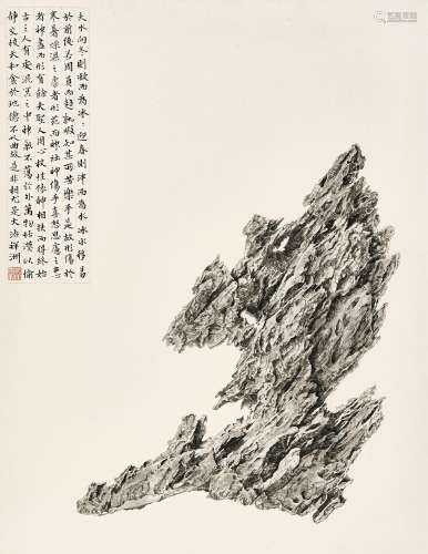 泰祥洲 （b.1968） 赏石 纸本 水墨