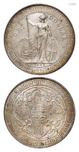 1908年（B）香港贸易银元“站人”壹圆银币一枚