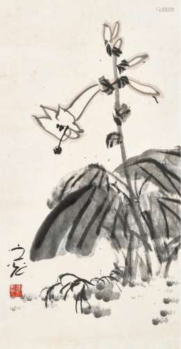 谢之光（1900-1976） 玉簪 立轴 水墨纸本