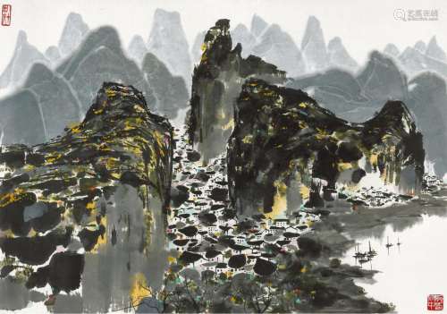 吴冠中（1919-2010） 桂林 镜心 设色纸本