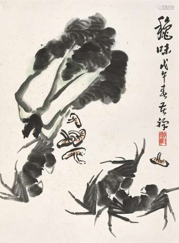 李苦禅（1899-1983） 戊午（1978年）作 秋味 镜心 设色纸本