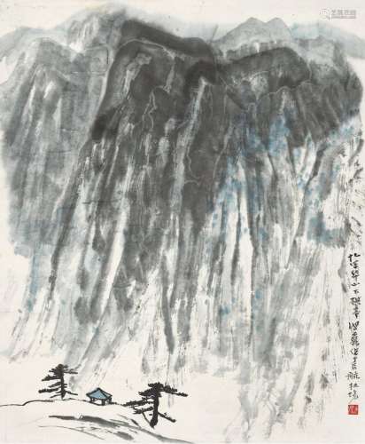 何海霞（1908-1998） 华山下棋亭 立轴 设色纸本