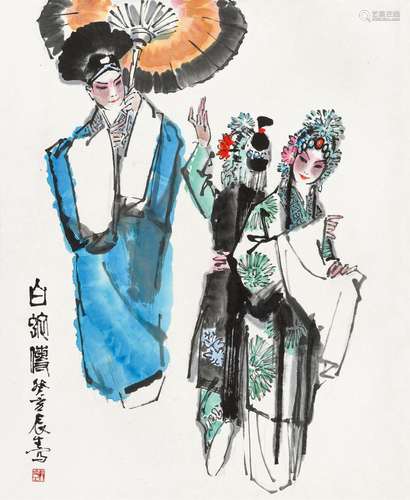 董辰生（b.1929） 癸亥（1983年）作 白蛇传 镜心 设色纸本