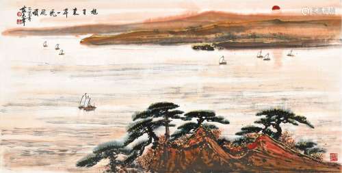 陈大章（1930-2015） 乙酉（2005年）作 一帆风顺 镜心 设色纸本