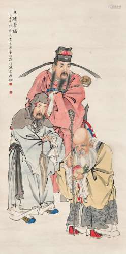 李润（1883-1947 ） 辛巳（1941年）作 三曜常临 立轴 设色纸本