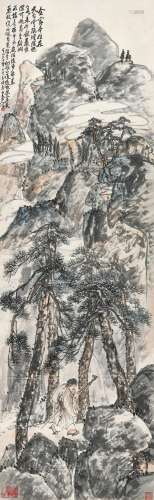 王震（1867-1938 ） 辛未（1931年）作 寒山大士 立轴 设色纸本