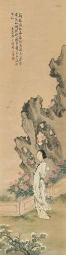 潘振镛（1852-1921） 春园蝶影 立轴 设色纸本