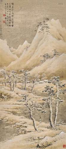 黄君璧 （1898-1991 ） 丁亥（1947年）作 溪山雪霁 立轴 设色纸本