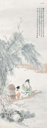 潘振镛（1852-1921 ） 乙巳（1905年）作 芳舟自怜 立轴 设色纸本