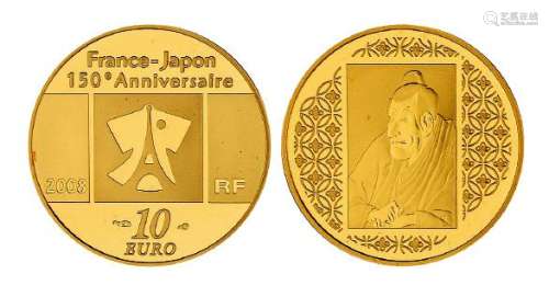 2008年法国发行法日建交一百五十周年纪念金币一枚