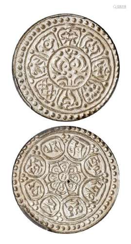 1918-1922年西藏单水线章嘎银币一枚
