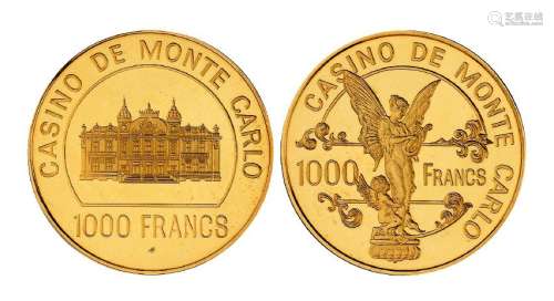 1979年法国蒙特卡洛大赌场开设一百周年纪念金质筹码币一枚