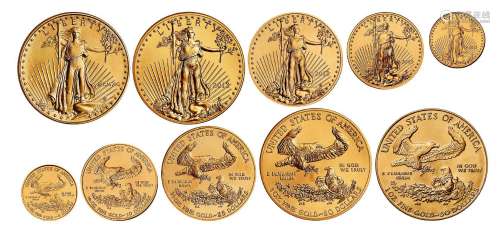 1990、2013年美国自由女神像纪念金币一组五枚