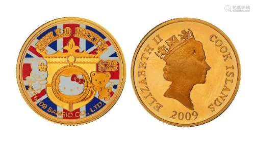 2009年库克群岛发行Hello Kitty彩色纪念金币一枚