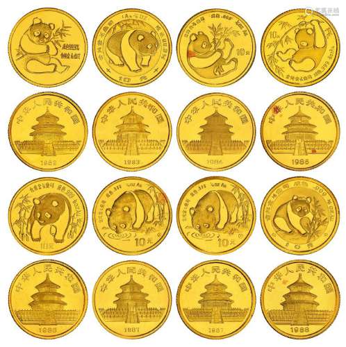 1982-1988年熊猫纪念金币八枚套装