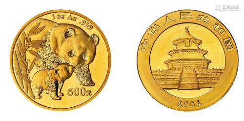 2004年熊猫纪念金币一枚