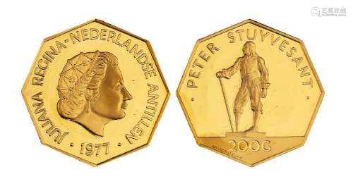 1977年荷属安的列斯群岛发行荷兰女王朱丽安娜像纪念金币一枚