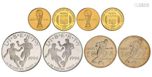 1994年美国发行第15届世界杯足球赛纪念币三枚套装二套