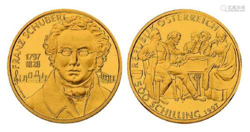 1997年奥地利作曲家弗朗茨·舒伯特像纪念金币一枚