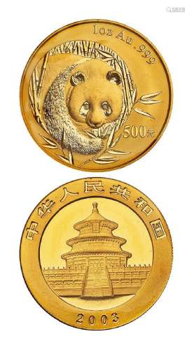2003年熊猫纪念金币一枚