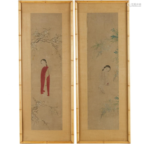Chinese School, (2) scroll paintings