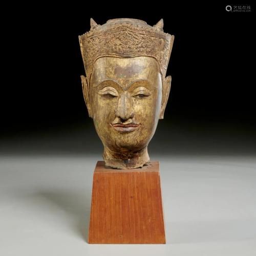 Southeast Asian gilt bronze buddha head