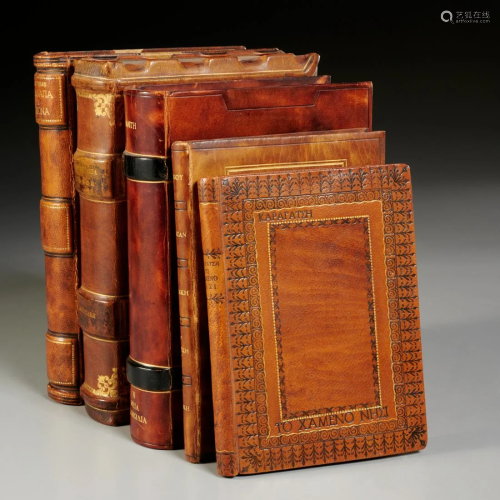 (5) Vols. Greek Literature, fine leather bindings