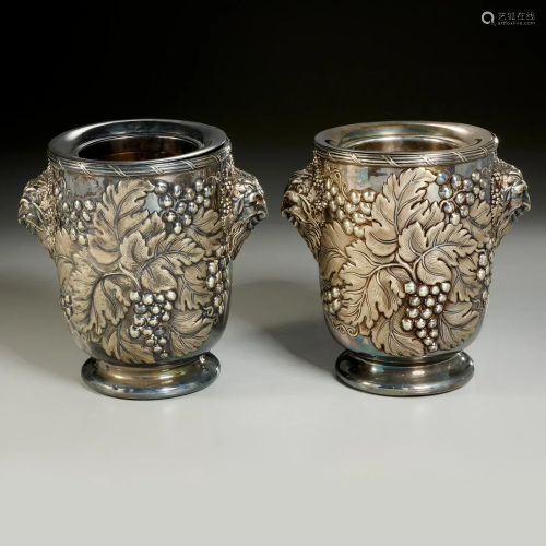 Nice pair Victorian Sheffield plate wine coolers