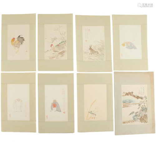 Chinese decorated letter papers, incl. Qi Baishi