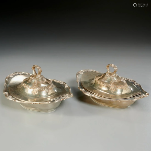 Pair Gorham sterling covered vegetable dishes