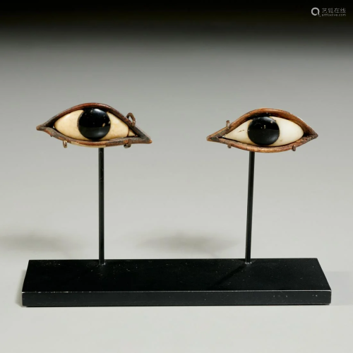 Pair Egyptian mummy case eyes
