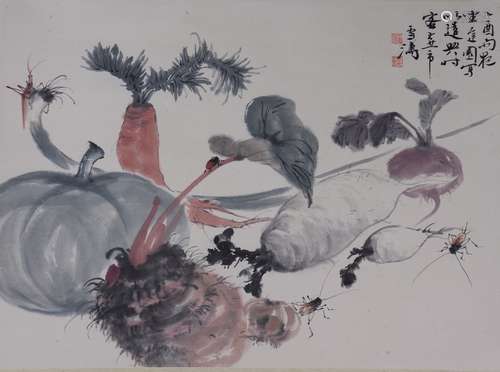 The Picture of Vegetables and Fruits Painted by Wang Xuetao