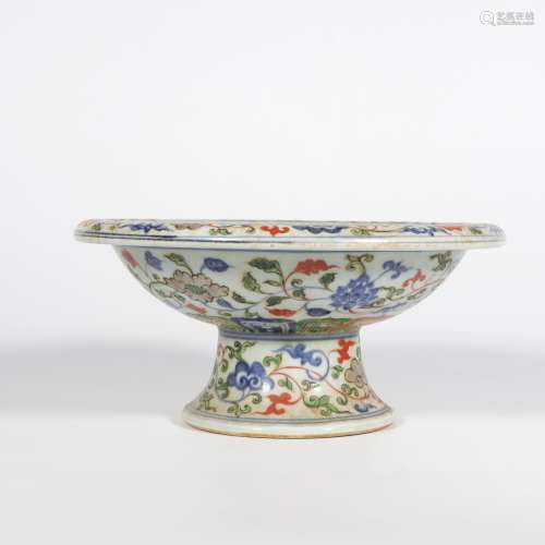Colorful High Foot Plate with the Pattern of  Floral