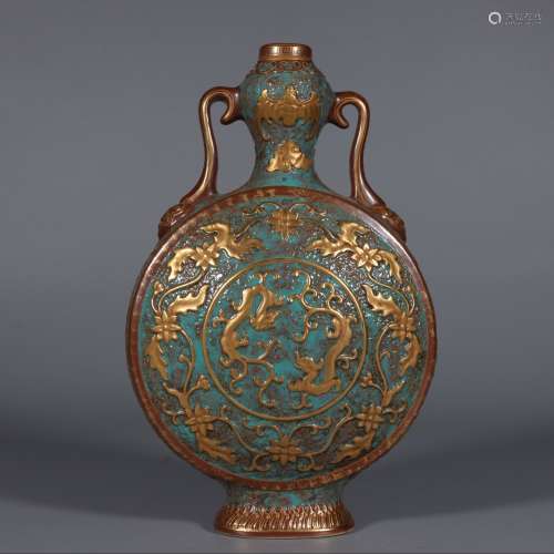 Bronze Color Bottle with the Wrapped Lotus and Trace a Desig...