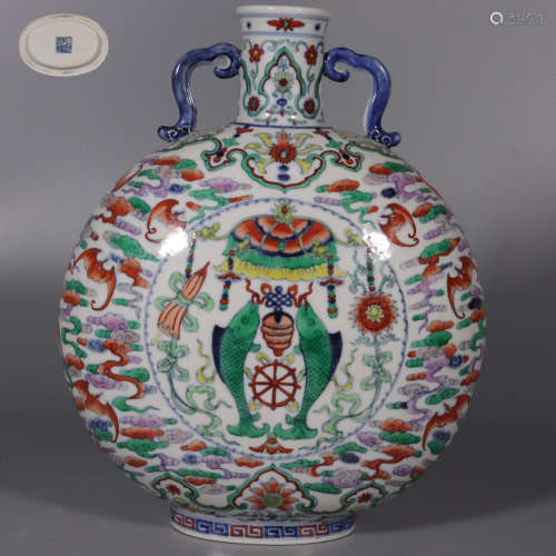 Colorful Vase with the Pattern of Longevity