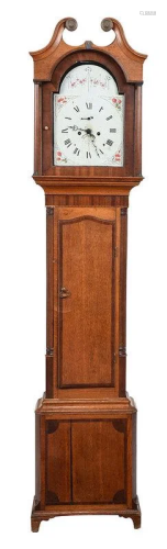 Georgian Inlaid Oak Tall Case Clock