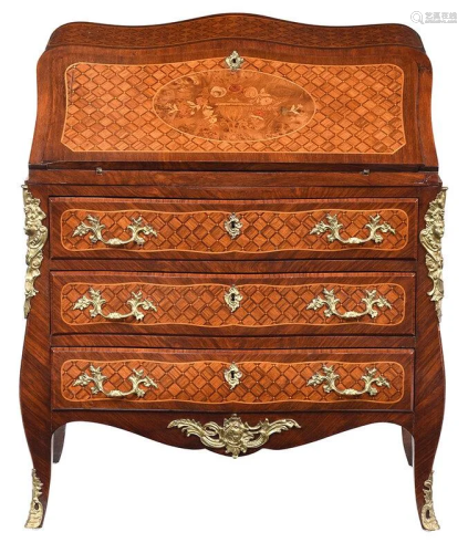 Louis XV Style Inlaid Bronze Mounted Desk