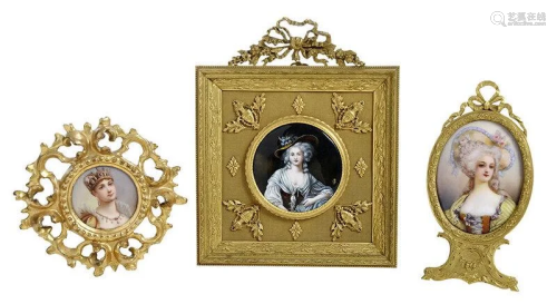 Three Framed Portrait Miniatures