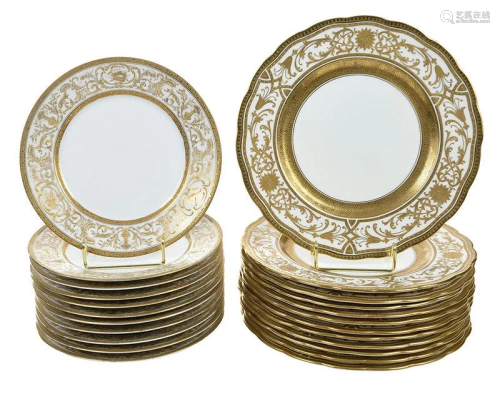 Two Sets of Gilt Decorated Porcelain Plates